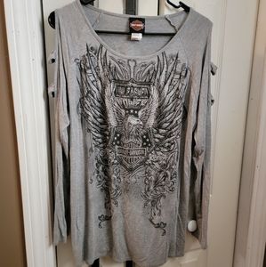 Harley Davidson cold shoulder long sleeve shirt